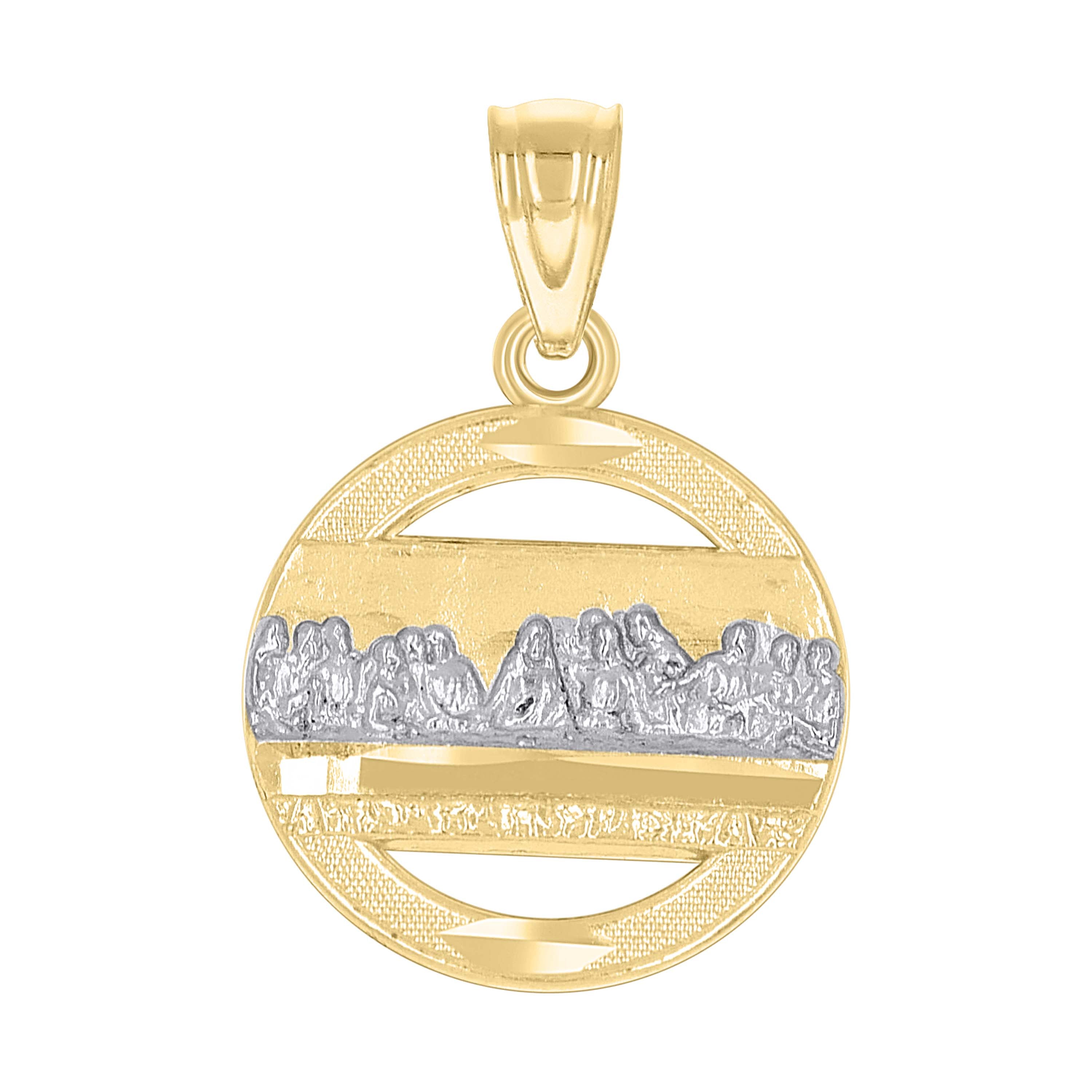10kt Two-Tone Gold Diamond-Cut Womens Last Supper Religious Charm Pendant