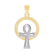 10kt Gold Two-Tone Textured Womens Ankh Cross Religious Charm Pendant