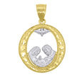 10kt Gold Two-Tone Textured Unisex Baptism Religious Charm Pendant