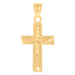 14Kt Yellow Gold Unisex Diamond-Cut Cross Crucifix Ht:16.4Mm Religious Pendant Charm
