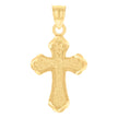 14Kt Yellow Gold Unisex Diamond-Cut Cross Ht:28.2Mm Religious Pendant Charm