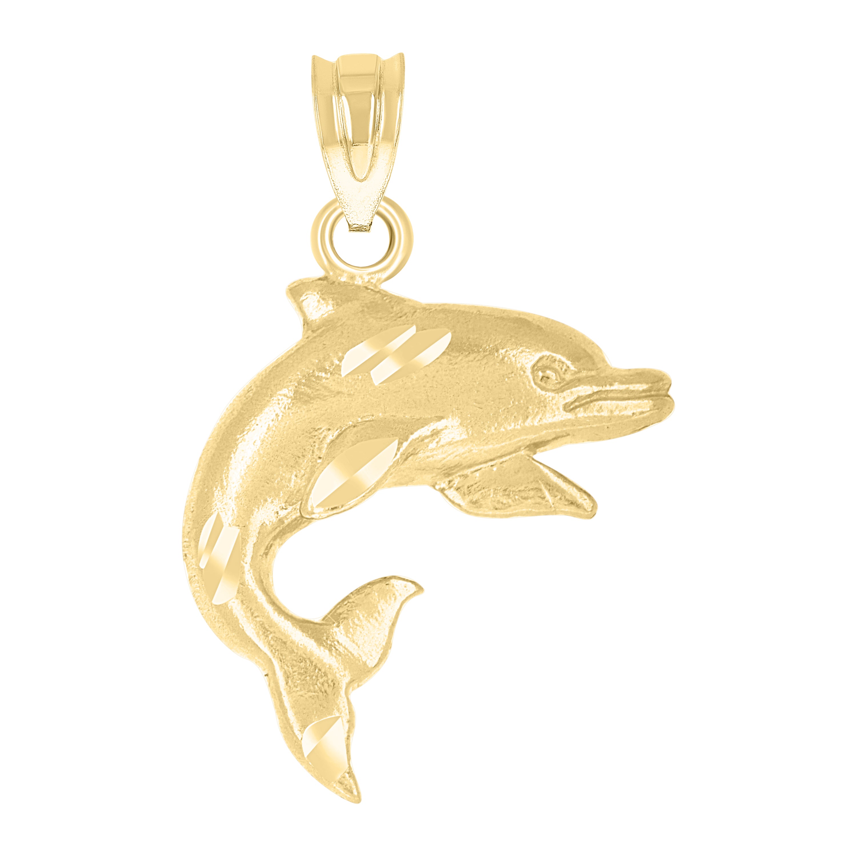 14Kt Yellow Gold Unisex Dolphin Animal Ht:25.1Mm Pendant Charm