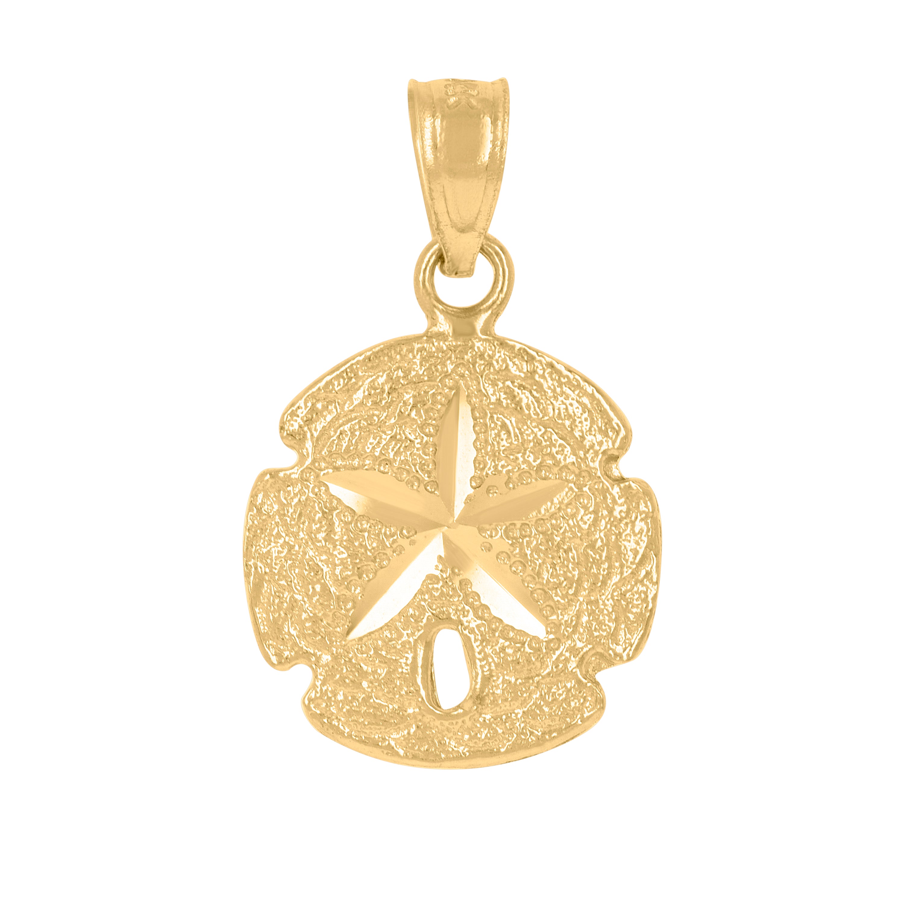 14Kt Yellow Gold Unisex Diamond-Cut Star Fish Animal Ht:19.7Mm Pendant Charm