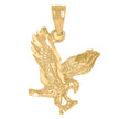 14Kt Yellow Gold Unisex Diamond-Cut Eagle Bird Ht:20.1Mm Pendant Charm