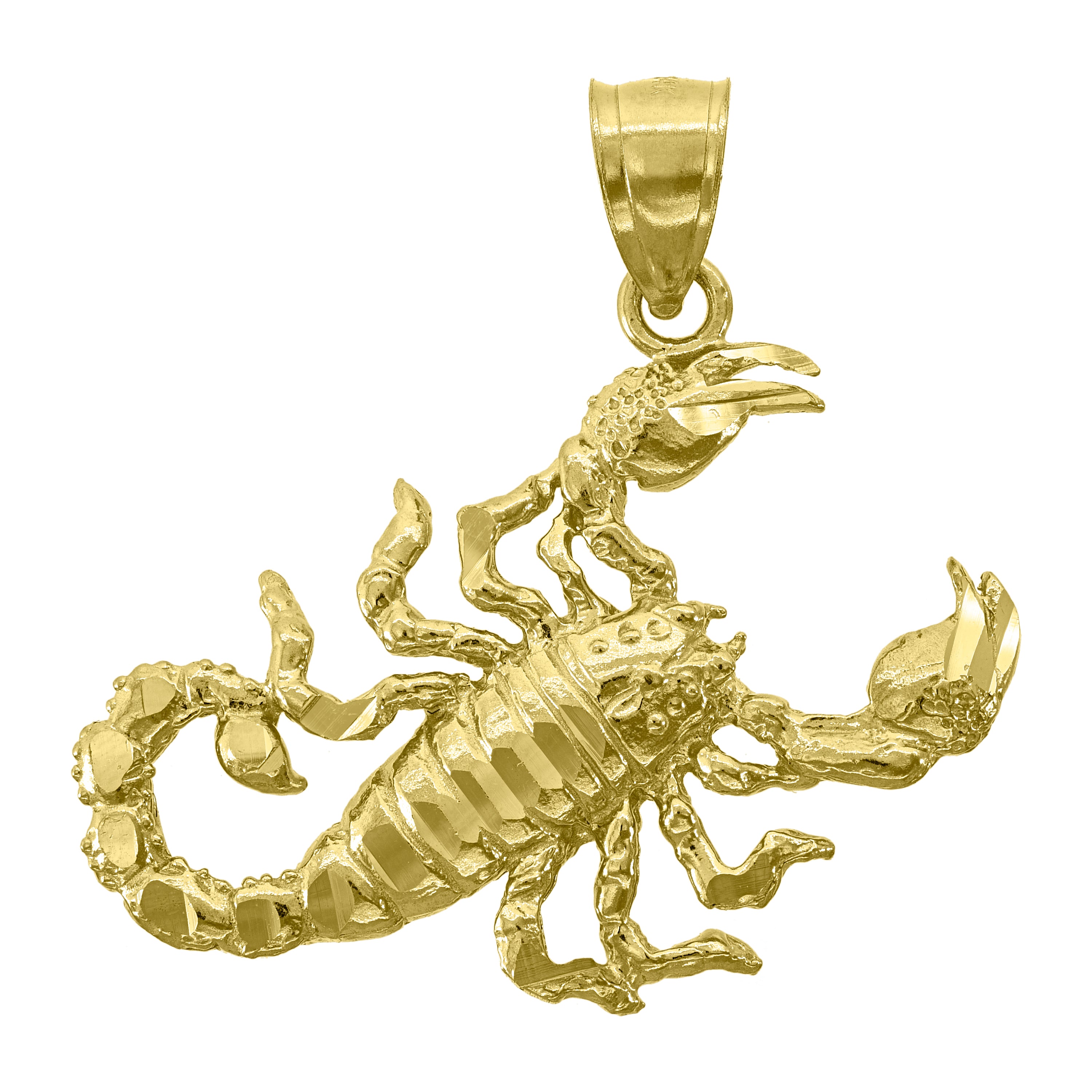 14Kt Yellow Gold Womens Diamond-Cut Scorpio Insect Ht:26.2Mm Pendant Charm