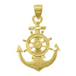 14Kt Yellow Gold Unisex Diamond-Cut Anchor Religious Ht:28.6Mm Pendant Charm