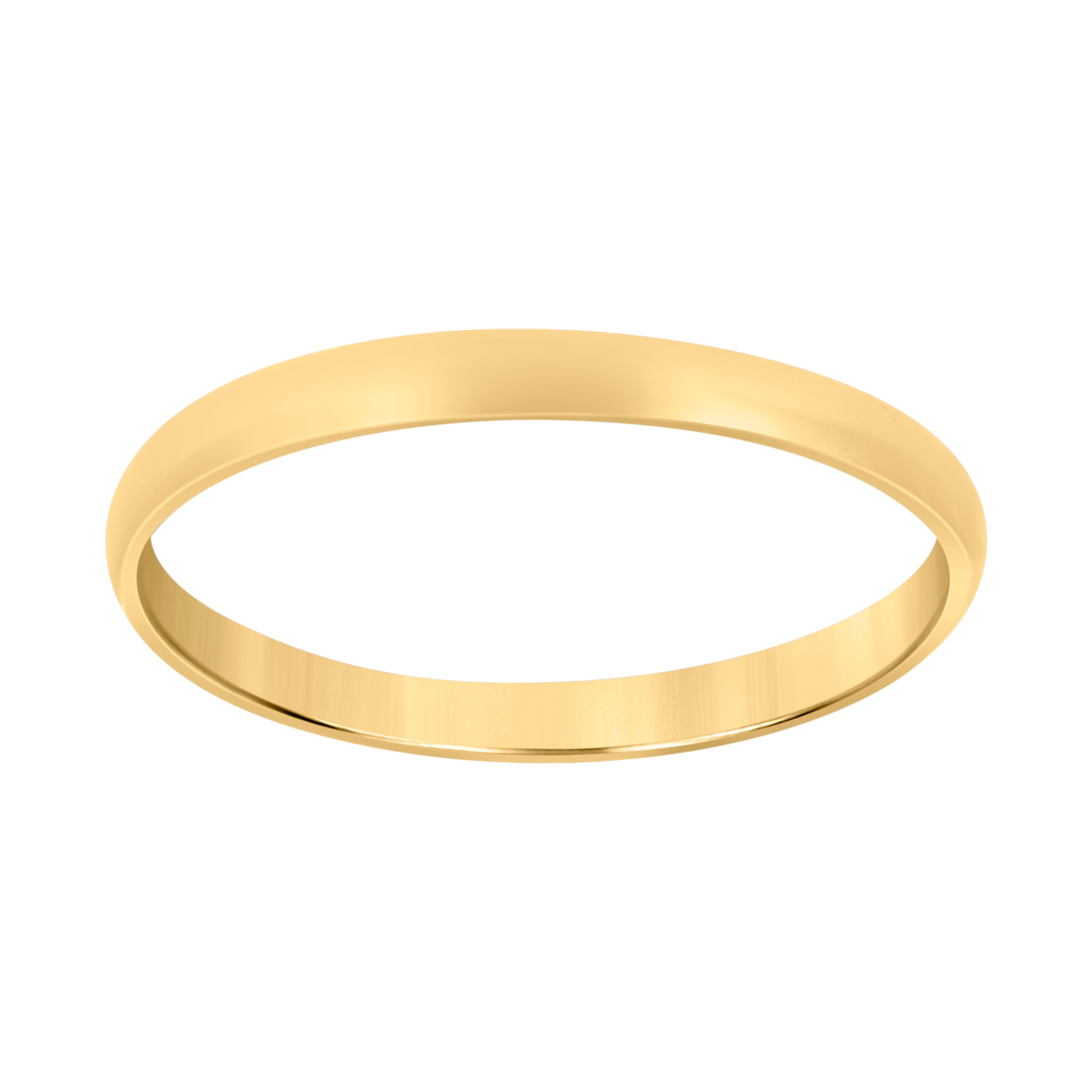 14Kt Yellow Gold Unisex Dome Polished Regular-Fit 2Mm-Size 7 Wedding Engagement Anniversary Band Ring - SLV-76905