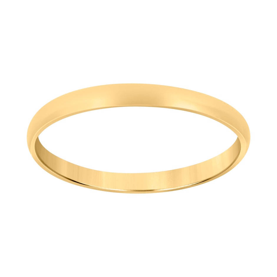 14Kt Yellow Gold Unisex Dome Polished Regular-Fit 2Mm-Size 9 Wedding Engagement Anniversary Band Ring - SLV-76907