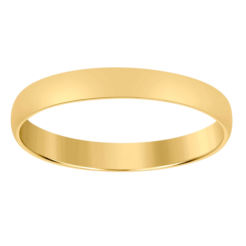 14Kt Yellow Gold Unisex Dome Polished Regular-Fit 3Mm-Size 6 Wedding Engagement Anniversary Band Ring - SLV-76914