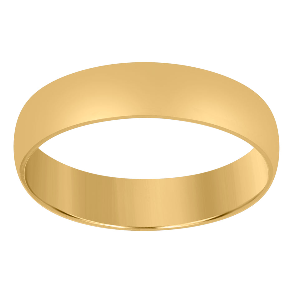 14Kt Yellow Gold Unisex Dome Polished Regular-Fit 5Mm-Size 9 Wedding Engagement Anniversary Band Ring - SLV-76936
