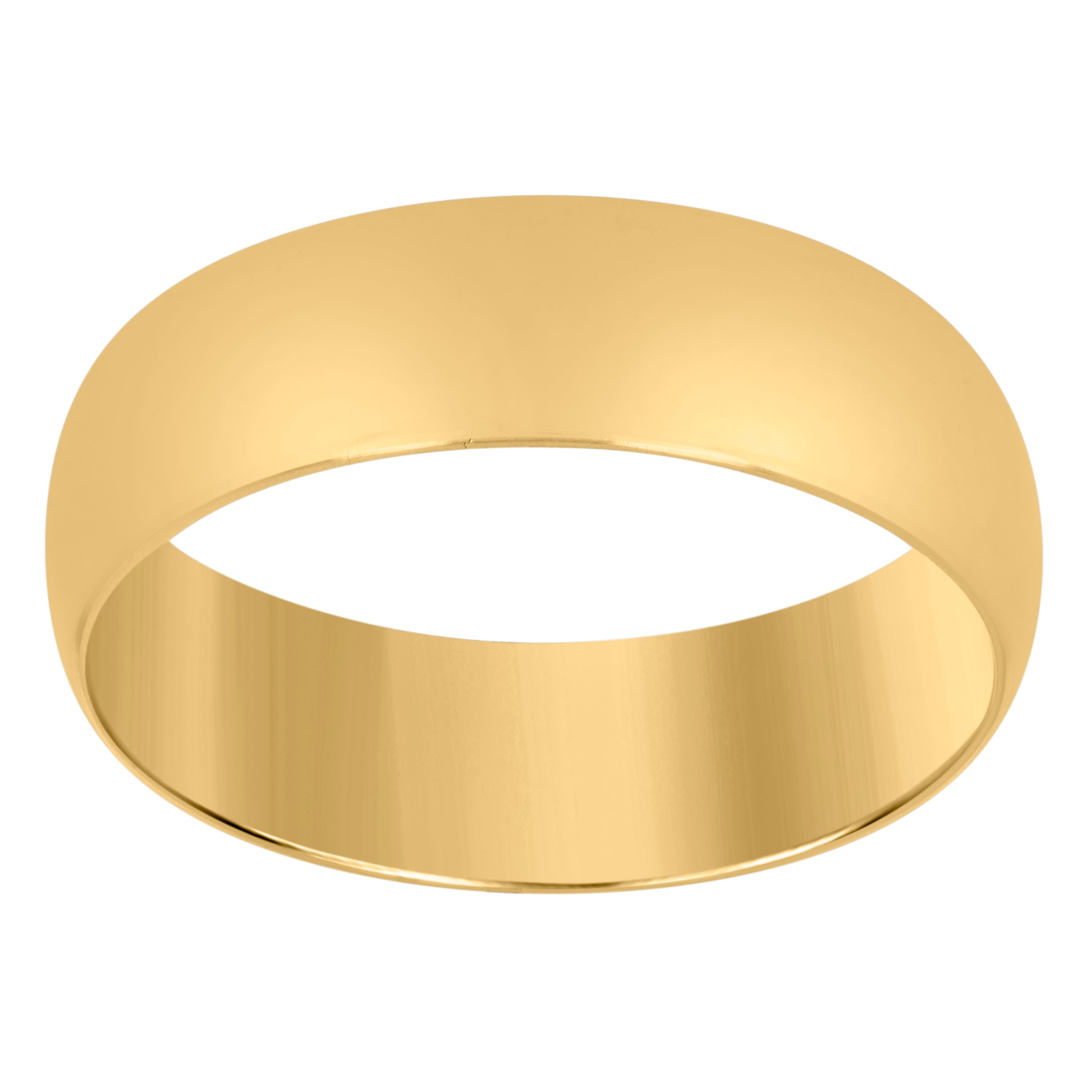 14Kt Yellow Gold Unisex Dome Polished Regular-Fit 6Mm-Size 7 Wedding Engagement Anniversary Band Ring