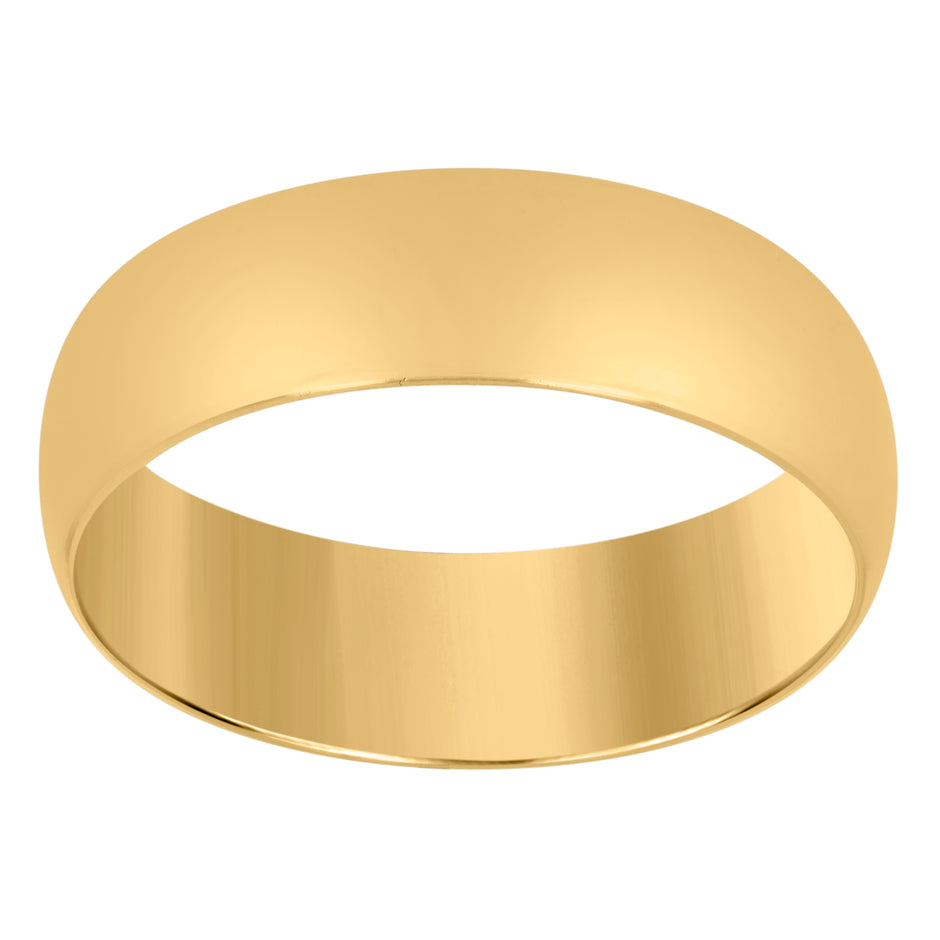 14Kt Yellow Gold Unisex Dome Polished Regular-Fit 6Mm-Size 7 Wedding Engagement Anniversary Band Ring