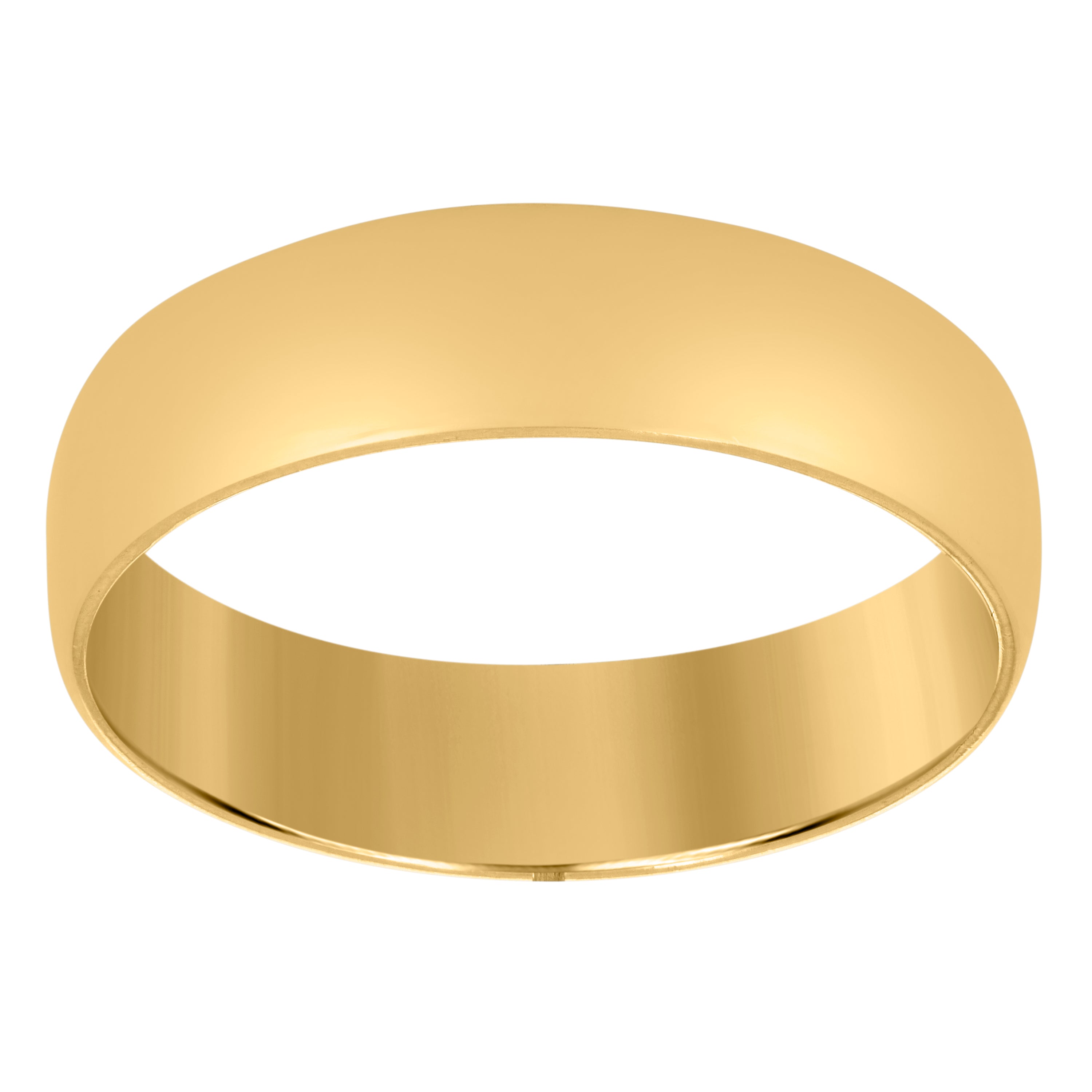 14Kt Yellow Gold Unisex Dome Polished Regular-Fit 6Mm-Size 11 Wedding Engagement Anniversary Band Ring - SLV-76947