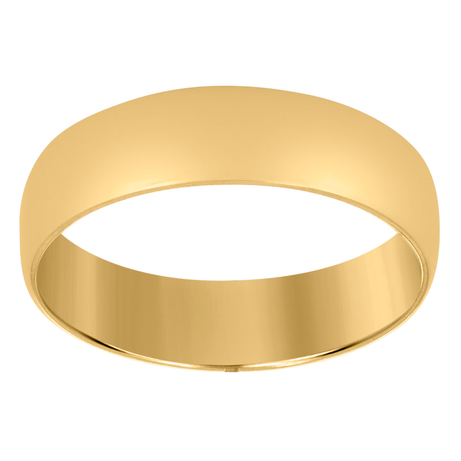 14Kt Yellow Gold Unisex Dome Polished Regular-Fit 6Mm-Size 11 Wedding Engagement Anniversary Band Ring - SLV-76947