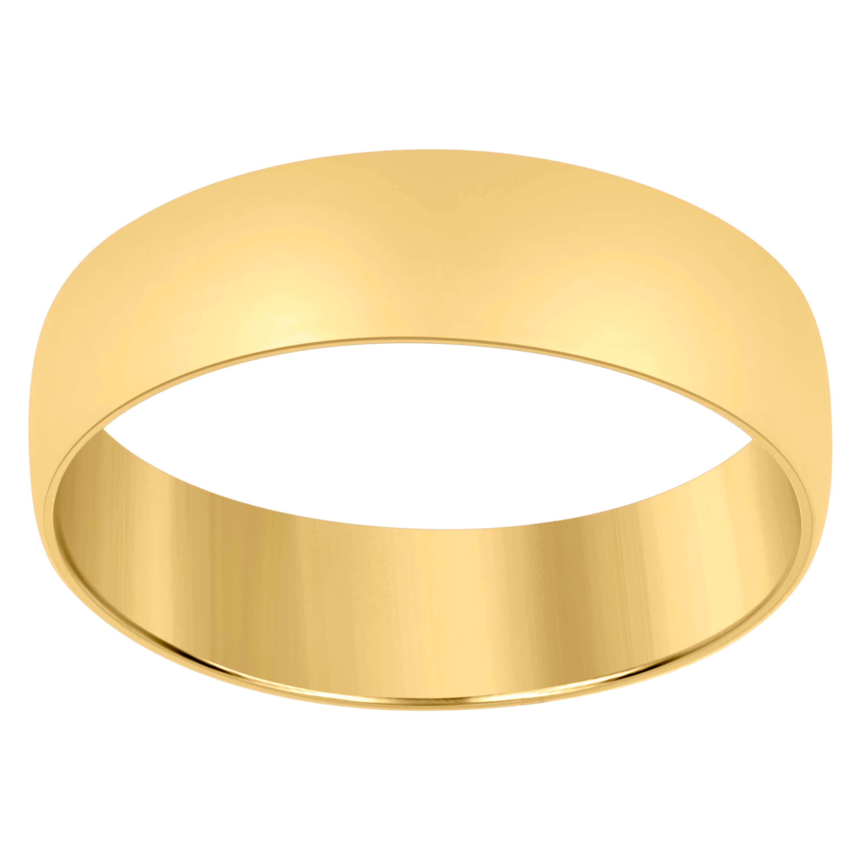 14Kt Yellow Gold Unisex Dome Polished Regular-Fit 6Mm-Size 13 Wedding Engagement Anniversary Band Ring - SLV-76949