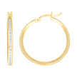 14Kt Yellow Gold Womens Single Row Cz Huggie Hoop 23Mm X 2Mm Earrings