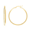 14Kt Yellow Gold Womens Single Row Cz Huggie Hoop 32Mm X 2Mm Earrings