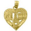 14Kt Yellow Gold Womens Diamond-Cut Te Amo Heart Ht:21.3Mm Pendant Charm