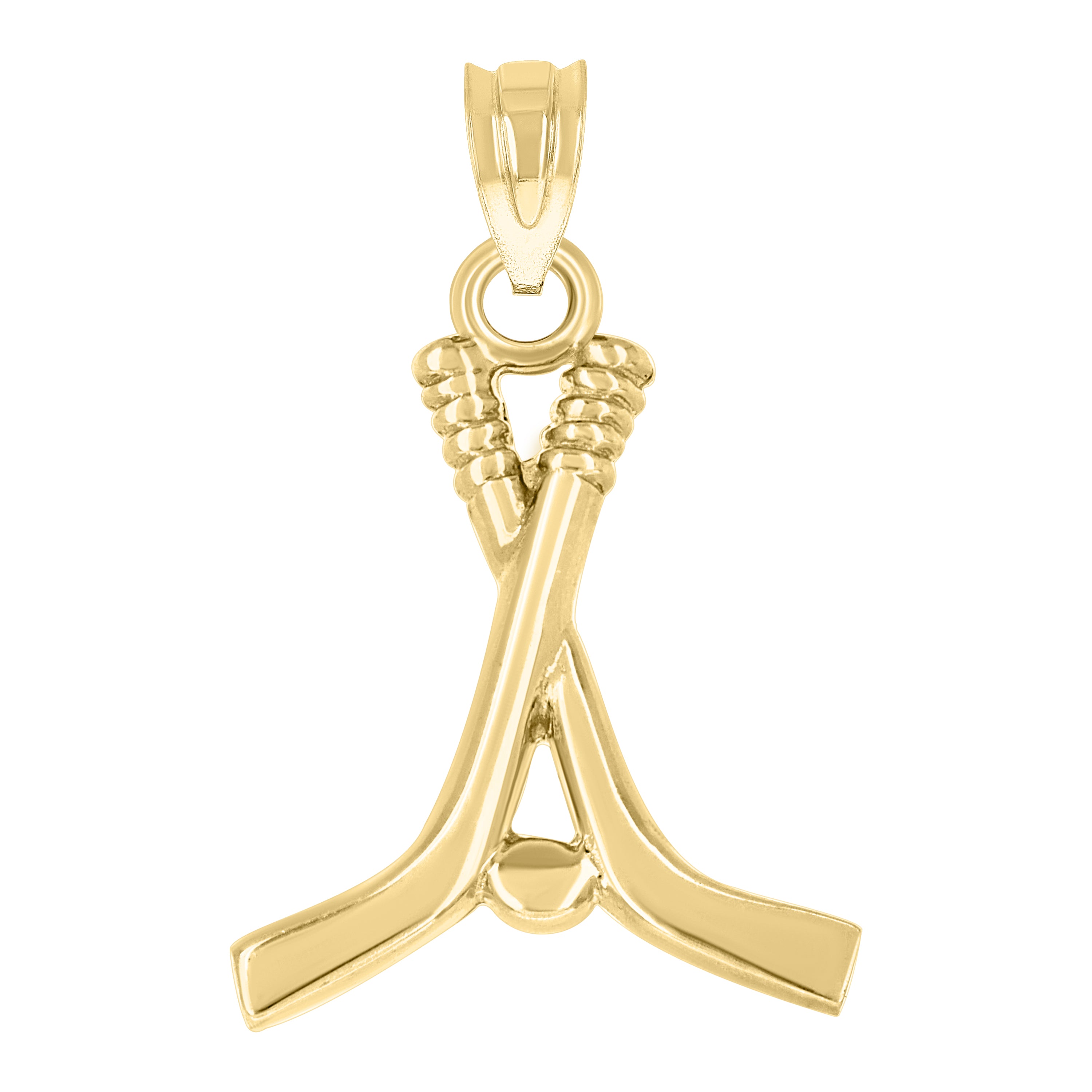 14Kt Yellow Gold Womens Hockey Sticks Sports Pendant Charm