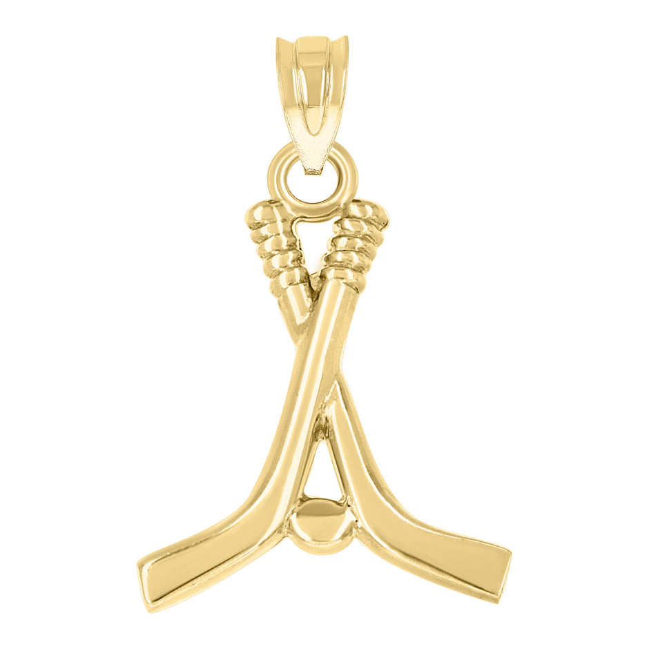 14Kt Yellow Gold Womens Hockey Sticks Sports Pendant Charm