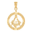 14Kt Yellow Gold Womens Diamond-Cut Masonic Medallion Religious Pendant Charm