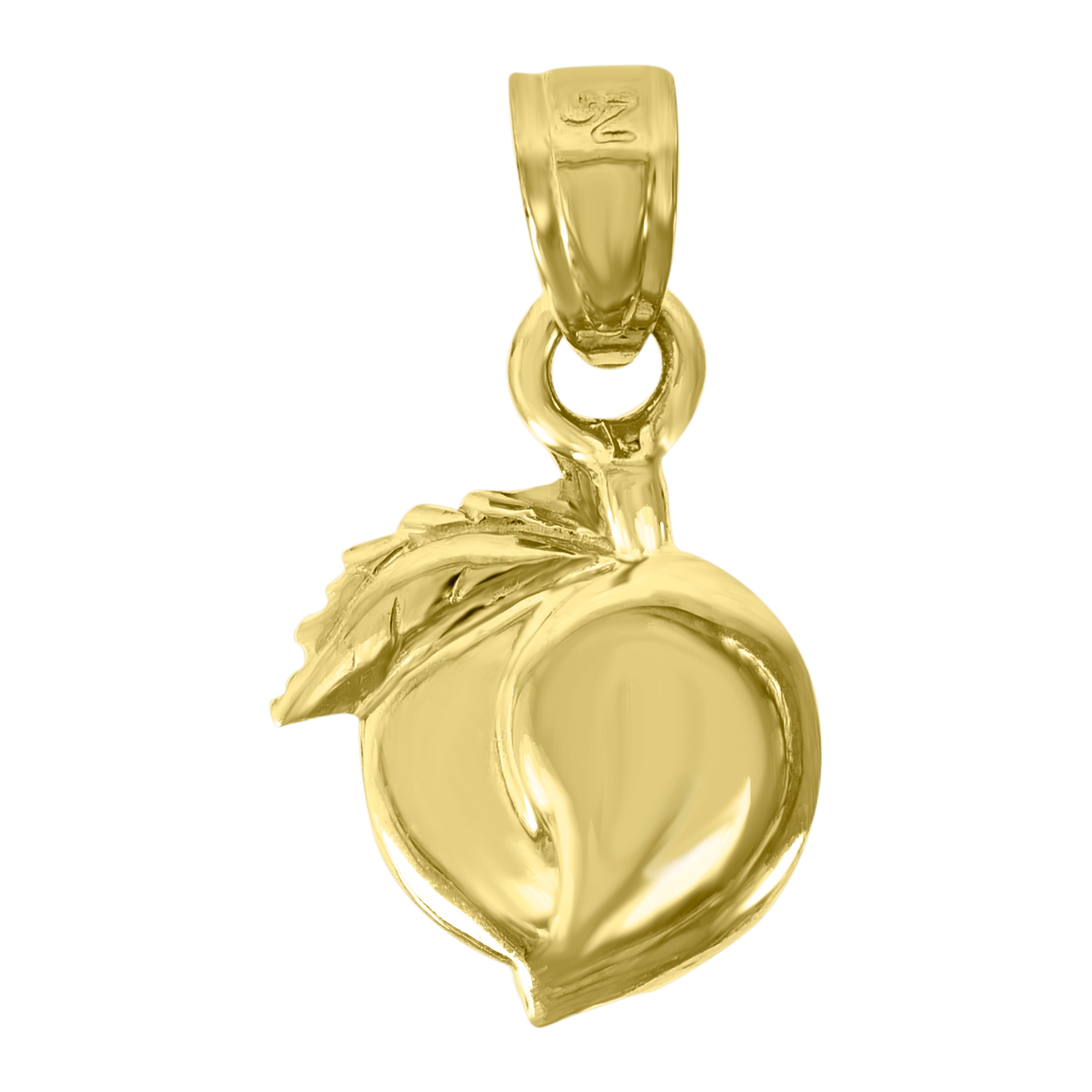 14Kt Yellow Gold Womens Peach Food Fashion Pendant Charm