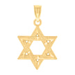 14Kt Yellow Gold Womens Diamond-Cut Star Of David Ht:23.4Mm Religious Pendant Charm