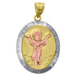 14Kt Gold Womens Tri-Color Jesus No Te Olvides De Mi Religious Ht:29.7Mm Pendant Charm