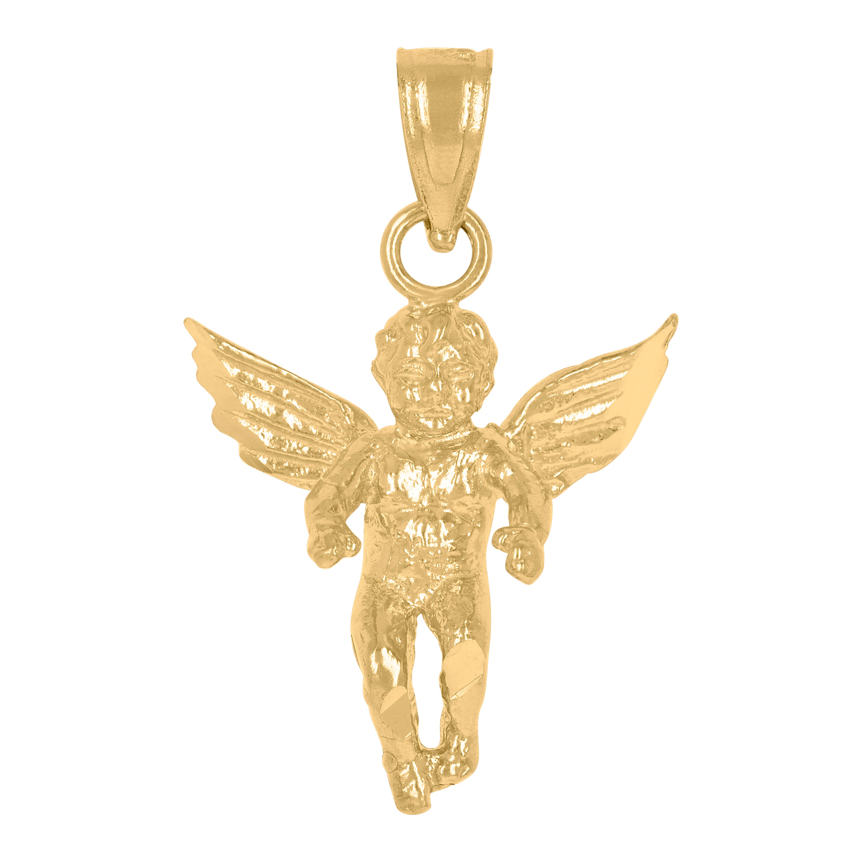 14Kt Yellow Gold Womens Flying Angel Religious Pendant Charm