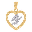 14Kt Gold Womens Two-Tone Angel Heart Ht:20.7Mm Religious Pendant Charm