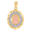 14Kt Gold Womens Tri-Color Diamond-Cut Ntra Sra De Guadalupe Ht:25.3Mm Pendant Charm