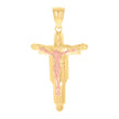 14Kt Gold Womens Two-Tone Crucifix Jesus Religious Ht:37.1Mm Pendant Charm