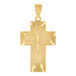 14Kt Yellow Gold Womens Diamond-Cut Cross Ht:32.7Mm Religious Pendant Charm