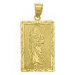 14Kt Yellow Gold Womens Diamond-Cut Saint Jude Rectangle Religious Ht:29.4Mm Pendant Charm