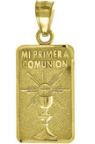 14Kt Yellow Gold Womens Mi Primera Communion Ceremonyht:21.8Mm Religious Pendant Charm