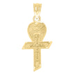 14Kt Yellow Gold Womens Diamond-Cut Mi Primera Communion Ceremony Ankh Religious Pendant Charm