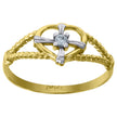 14Kt Gold Womens Two-Tone Cz Sz7 Heart Ring Band