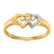 14Kt Gold Womens Two-Tone Cz Hearts Wrapped Sz7 Ring Band