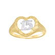 14kt Two-Tone Gold Womens Heart 15 Anos Quinceanera Ring 