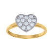 14Kt Two-Tone Womens Gold Cubic Zirconia Heart Ring