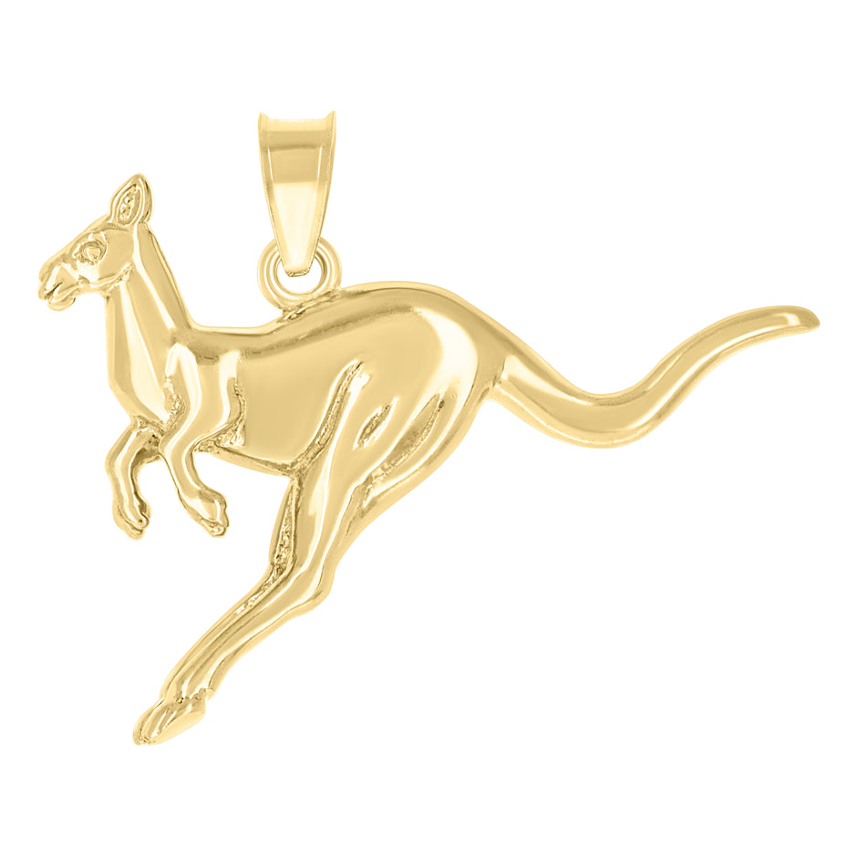 14Kt Yellow Gold Unisex Kangaroo Animal Pendant Charm