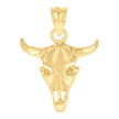 14Kt Yellow Gold Womens Bull Skull Animal Ht:24.1Mm Good Luck Pendant Charm