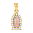 14Kt Gold Womens Tri-Color Cz Guadalupe Mary Religious Ht:19.1Mm Pendant Charm