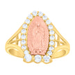 14Kt Tri-Color Gold Womens Cubic Zirconia Lady Of Guadalupe Religious Ring