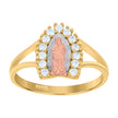 14Kt Gold Womens Tri-Color Cz Guadalupe Mary Sz7 Religious Ring Band