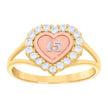 14kt Tri-color Gold Womens Cubic-Zirconia Sweet 15 Heart Quinceanera Ring 