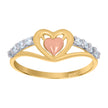 14Kt Tri-Color Gold Womens Cubic Zirconia Heart Engagement Ring