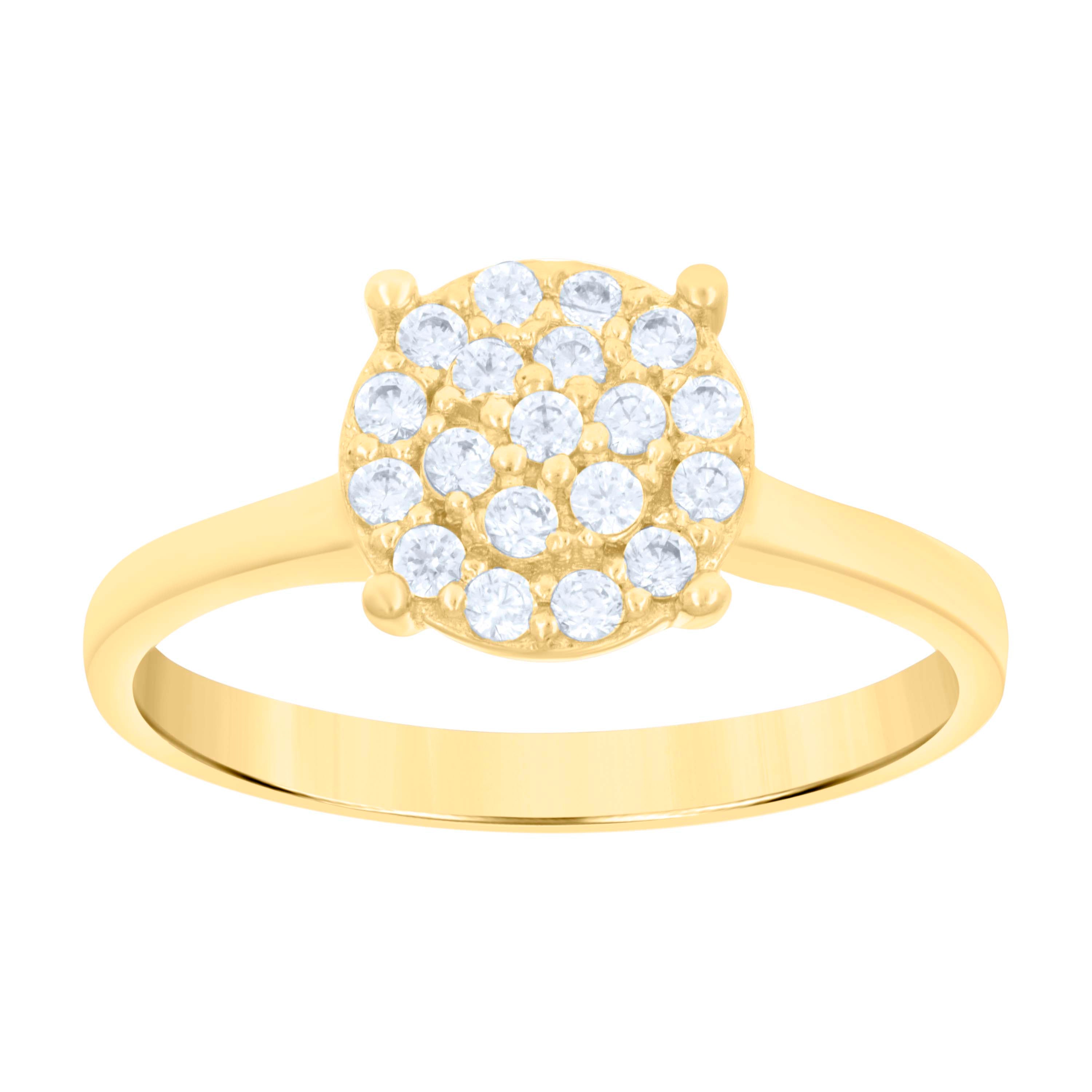 14Kt Two-Tone Gold Womens Cubic Zirconia Cluster Round Engagement Ring