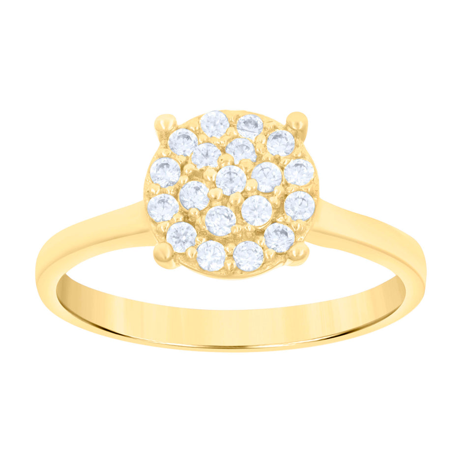 14Kt Two-Tone Gold Womens Cubic Zirconia Cluster Round Engagement Ring