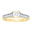 14Kt Gold Womens Two-Tone Cz Center Stone White Sz7 Wedding Engagement Ring Band